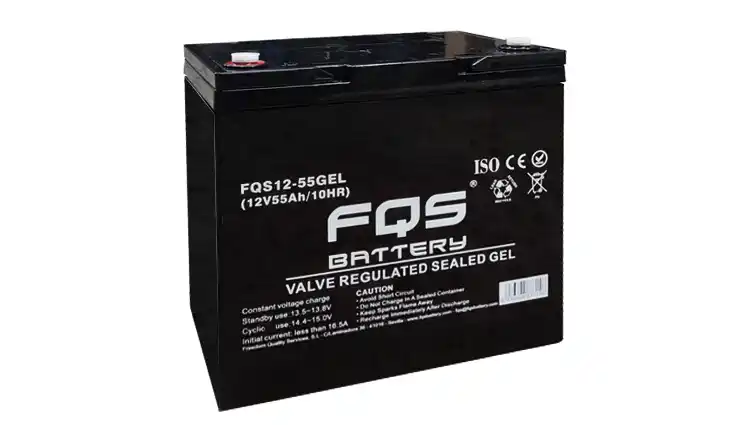 Bateria 12-55GEL da gama de Tração Ligeira da FQS Battery, com tecnologia GEL.