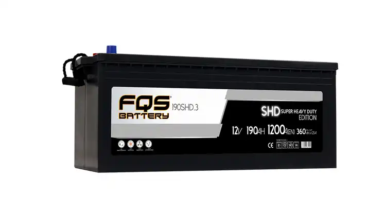 Bateria FQS190SHD.3 da marca FQS BATTERY. - Bateria Original C 12v 190Ah 1200A EN + I da gama SHD para veículo industrial.