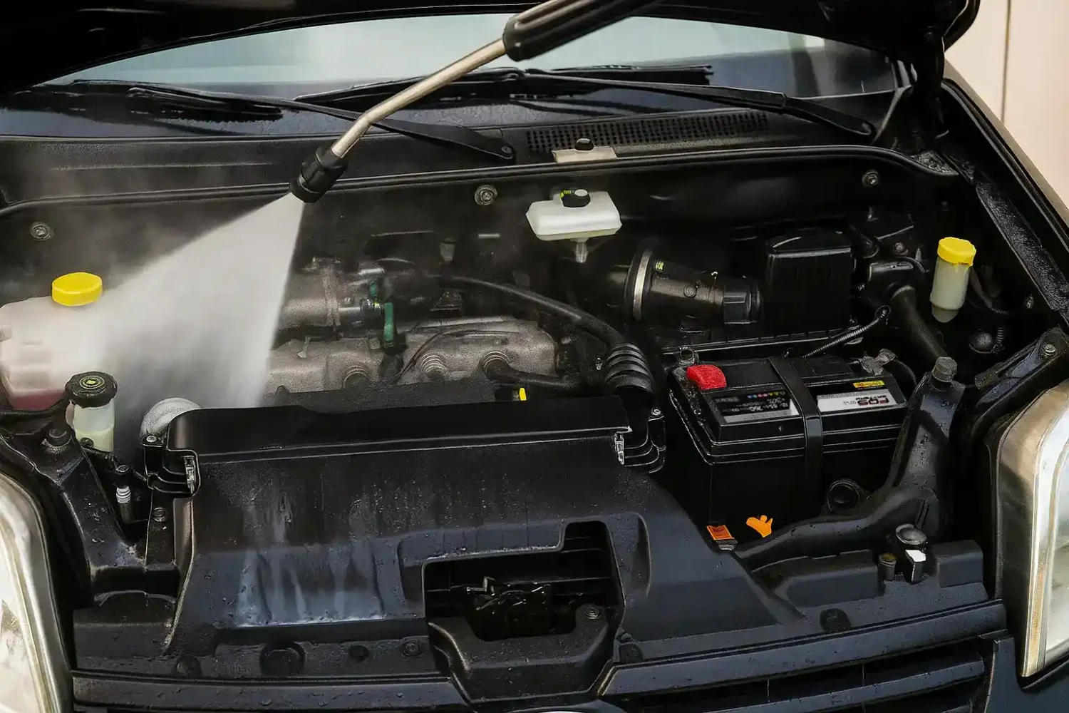 Dégraissage du moteur d'une voiture