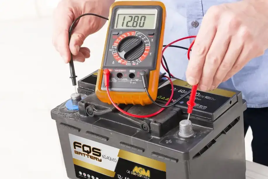 Checking a battery with a multimeter
