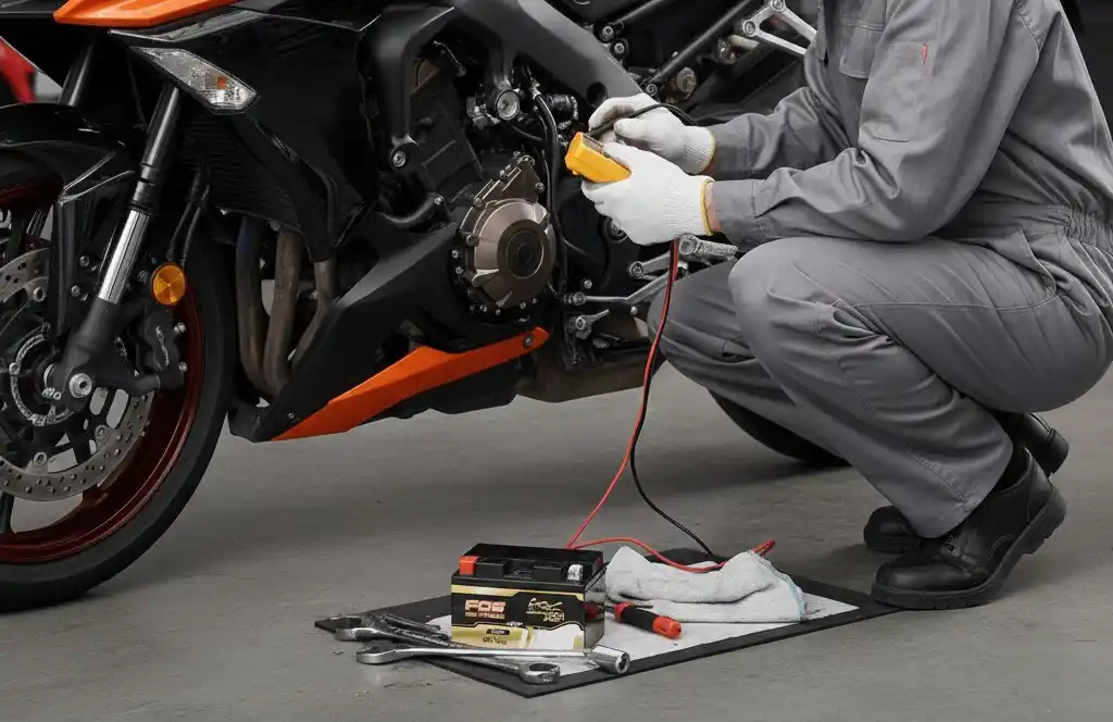 verificando bateria de mota fqs battery